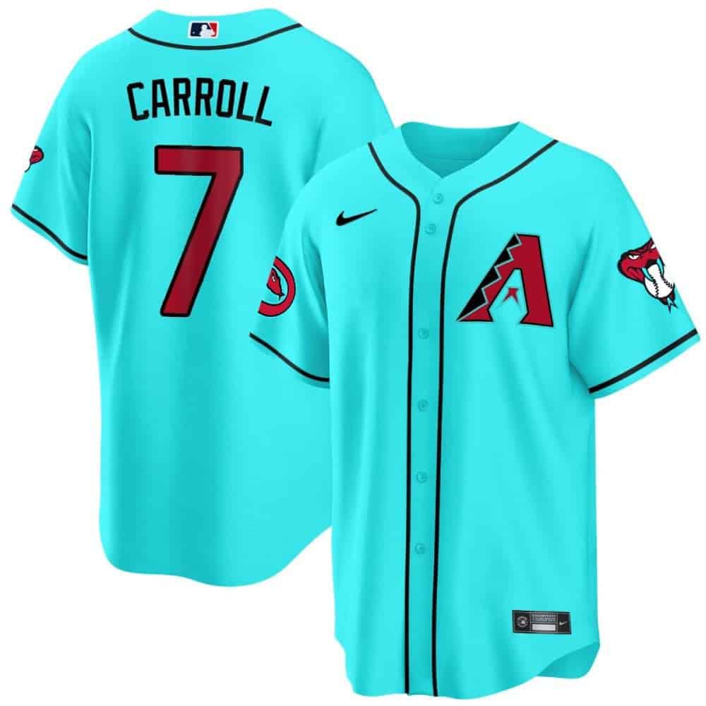 Men Arizona Diamondback #7 Carroll Light Blue 2024 Nike Cool Base MLB Jersey->indianapolis colts->NFL Jersey